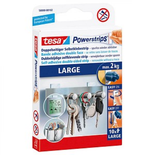 tesa Powerstrips LARGE Klebestreifen für max. 2,0 kg 2,0 x 5,0 cm, 10 St.