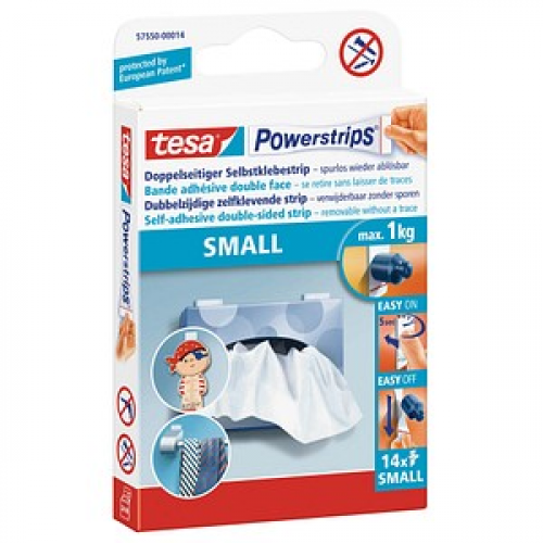 tesa Powerstrips SMALL Klebestreifen für max. 1,0 kg 1,4 x 3,3 cm, 14 St.