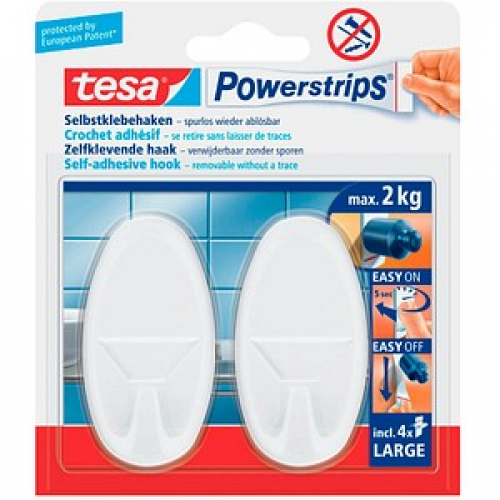 tesa Powerstrips Klebehaken für max. 2,0 kg 3,8 x 7,0 cm, 2 St.