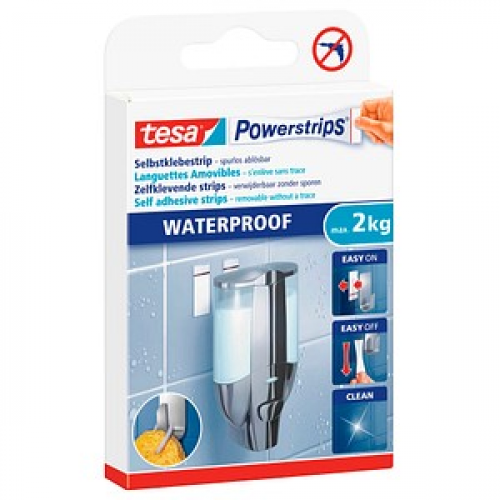 tesa Powerstrips WATERPROOF Klebestreifen für max. 2,0 kg 2,0 x 5,0 cm, 6 St.