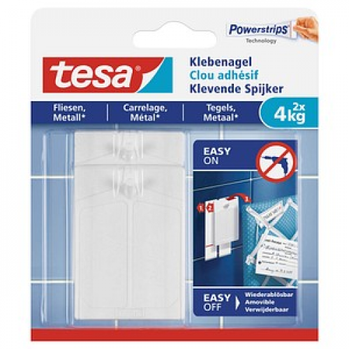 tesa Powerstripes Klebenägel für max. 4,0 kg 4,6 x 6,4 cm, 2 St.