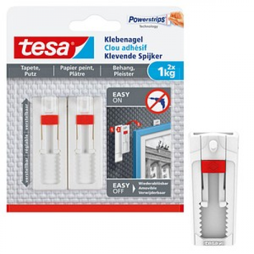 tesa Powerstrips Klebenägel für max. 1,0 kg 2,4 x 6,4 cm, 2 St.