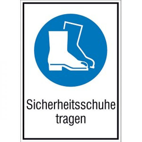 SafetyMarking® Gebotsaufkleber "Sicherheitsschuhe tragen " rechteckig 13,1 x 18,5 cm