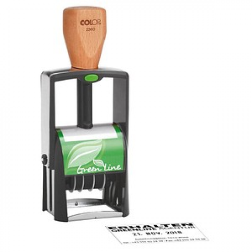 COLOP Datumstempel mit Text individualisierbar Green Line 2360 selbstfärbend schwarz ohne Logo