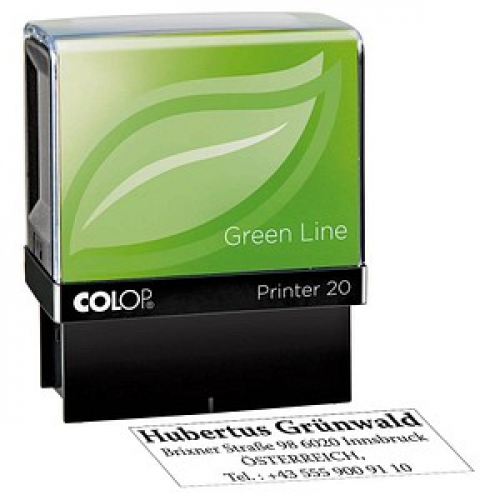 COLOP Textstempel, individualisierbar Printer 20 Green Line selbstfärbend schwarz ohne Logo