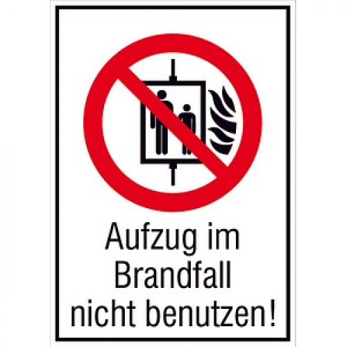 SafetyMarking® Verbotsaufkleber "Aufzug im Brandfall nicht benutzen" rechteckig 13,1 x 18,5 cm