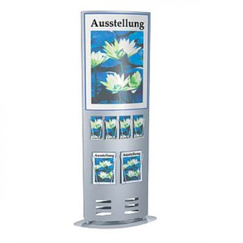 Kerkmann Infosäule tec-art Säule Size silber DIN A4, 1/3 DIN A4 6 Fächer
