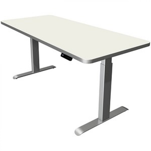 Kerkmann Move 3 Premium elektrisch höhenverstellbarer Schreibtisch weiß rechteckig, T-Fuß-Gestell silber 180,0 x 80,0 cm