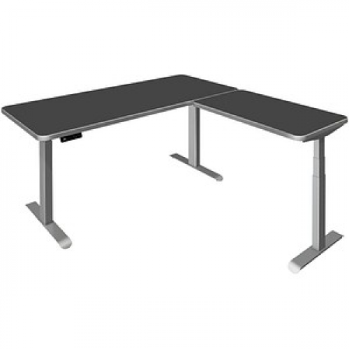 Kerkmann Move 3 Premium elektrisch höhenverstellbarer Schreibtisch anthrazit L-Form, T-Fuß-Gestell silber 180,0 x 180,0 cm