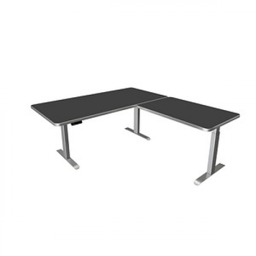 Kerkmann Move 3 Premium elektrisch höhenverstellbarer Schreibtisch anthrazit L-Form, T-Fuß-Gestell silber 200,0 x 220,0 cm