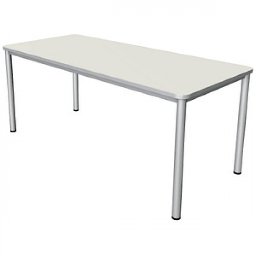 Kerkmann Prime Schreibtisch weiß rechteckig, 4-Fuß-Gestell silber 180,0 x 80,0 cm