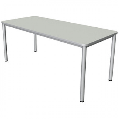 Kerkmann Prime Schreibtisch lichtgrau rechteckig, 4-Fuß-Gestell silber 180,0 x 80,0 cm