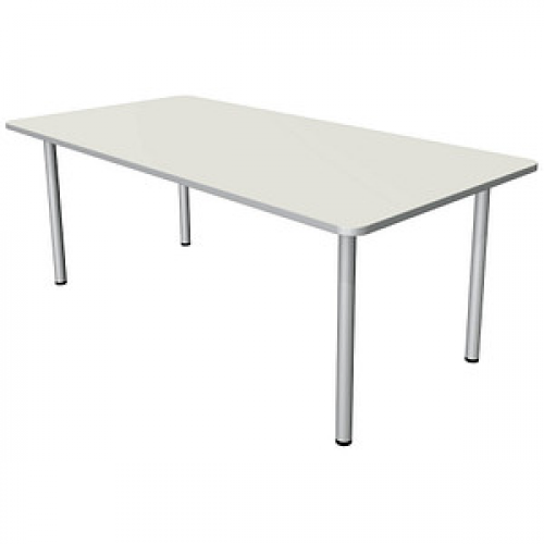 Kerkmann Prime Schreibtisch weiß rechteckig, 4-Fuß-Gestell silber 200,0 x 100,0 cm