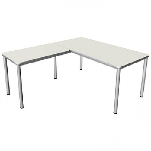 Kerkmann Prime Schreibtisch weiß L-Form, 6-Fuß-Gestell silber 160,0 x 180,0 cm