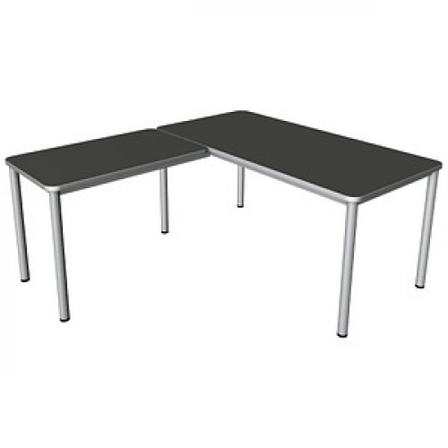 Kerkmann Prime Schreibtisch anthrazit L-Form, 6-Fuß-Gestell silber 160,0 x 180,0 cm