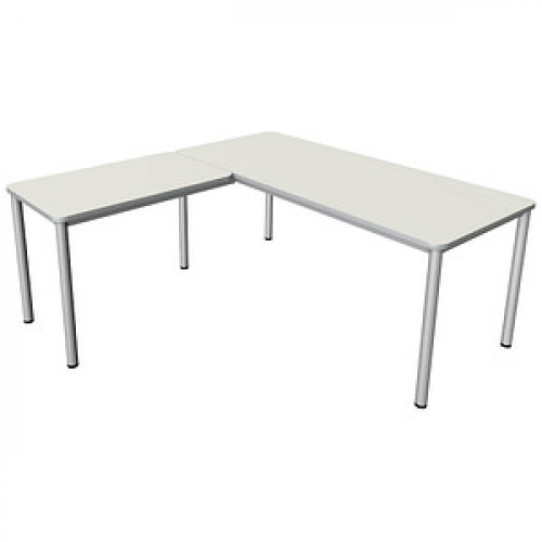 Kerkmann Prime Schreibtisch weiß L-Form, 6-Fuß-Gestell silber 180,0 x 180,0 cm