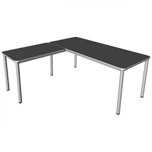 Kerkmann Prime Schreibtisch anthrazit L-Form, 6-Fuß-Gestell silber 180,0 x 180,0 cm