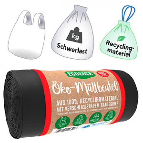 ECOSACK® Öko-Schwerlastsäcke 60,0 l schwarz 20 µm, 14 St.