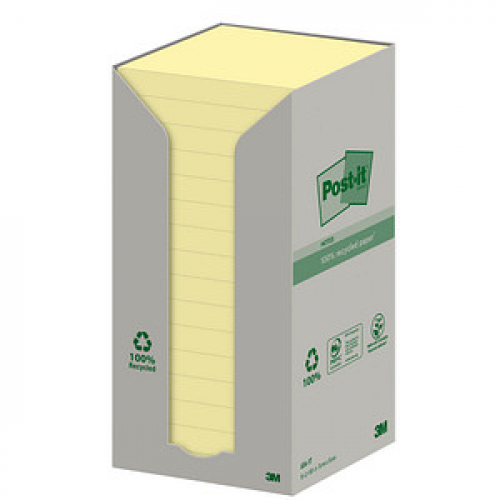 Post-it® Recycling Notes Haftnotizen 654-1T gelb, 16 Blöcke