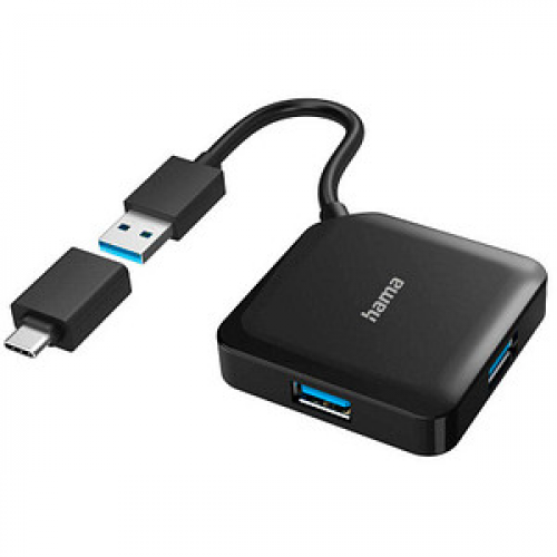 hama USB-Hub 4-fach schwarz