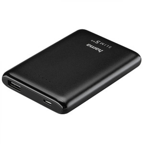 hama SLIM 5HD Powerbank 5.000 mAh schwarz