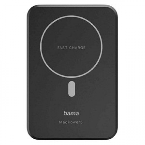 hama MagPower5 wireless Powerbank 5.000 mAh schwarz