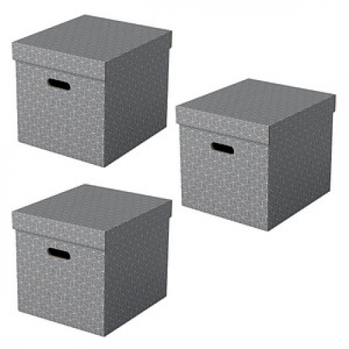 3 Esselte Home Aufbewahrungsboxen 33,0 l grau 32,0 x 36,5 x 31,5 cm