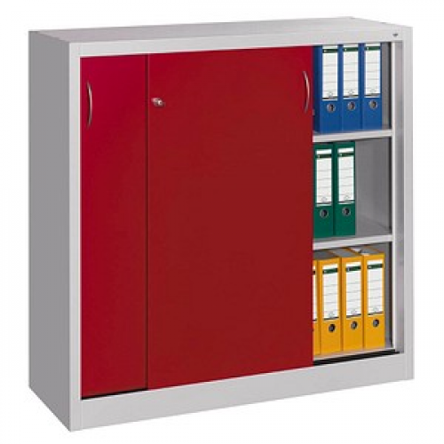 CP Schiebetürenschrank C 2000 Acurado, 2046-00 S10098 lichtgrau, rubinrot 2 Fachböden 120,0 x 40,0 x 97,5 cm