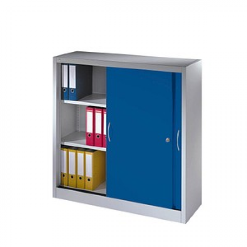 CP Schiebetürenschrank C 2000 Acurado, 2047-00 S10019 lichtgrau, enzianblau 2 Fachböden 120,0 x 40,0 x 120,0 cm