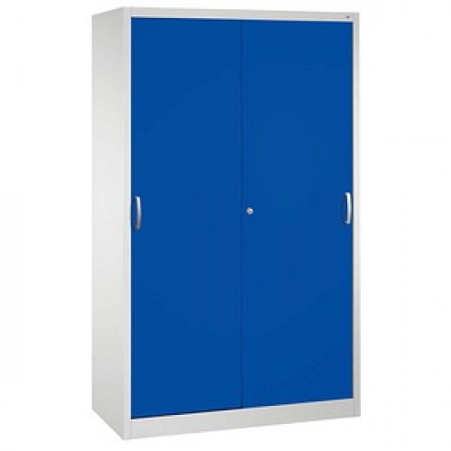 CP Schiebetürenschrank C 2000 Acurado, 2040-00 S10167 lichtgrau, enzianblau 4 Fachböden 120,0 x 40,0 x 195,0 cm