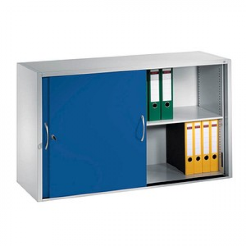 CP Aufsatz-Schiebetürenschrank C 2000 Acurado, 2145-00 S10053 lichtgrau, enzianblau 2 Fachböden 160,0 x 40,0 x 79,0 cm