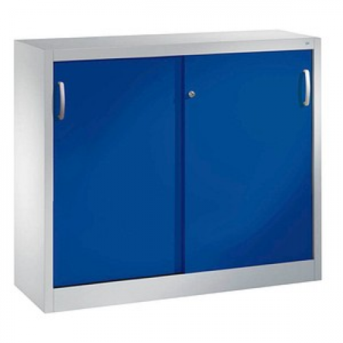 CP Schiebetürenschrank C 2000 Acurado, 2046-00 S10100 lichtgrau, enzianblau 2 Fachböden 120,0 x 40,0 x 97,5 cm