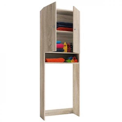 VCM my bath Waschmaschinenschrank Lona, 913841 sonoma-eiche 1 Fachboden 64,0 x 27,0 x 182,0 cm