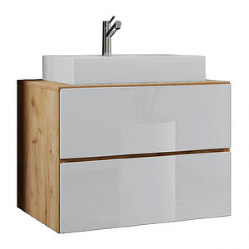 VCM my bath Badmöbel-Set Lendas S 915283 honig-eiche, weiß 61,0 x 51,4 x 69,0 cm