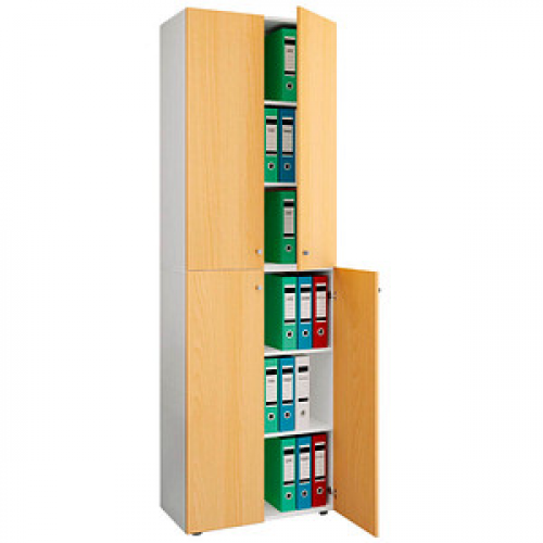 VCM my office Aktenschrank 2XL Lona, 919147 buche, weiß 4 Fachböden 70,0 x 39,0 x 220,0 cm