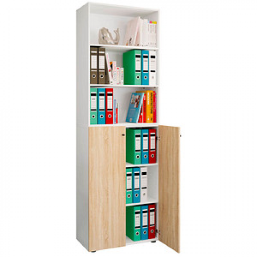 VCM my office Regalschrank 2XL Lona, 919152 sonoma-eiche, weiß 70,2 x 39,0 x 220,0 cm