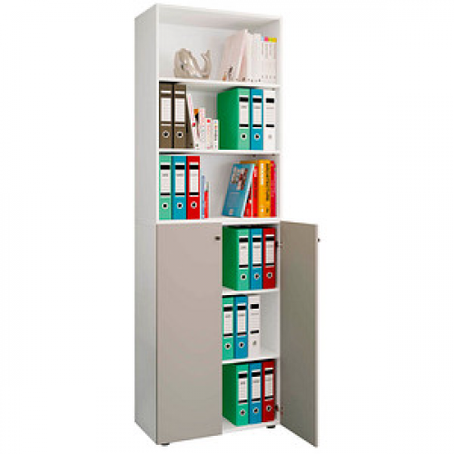 VCM my office Regalschrank 2XL Lona, 919154 grau, weiß 70,2 x 39,0 x 220,0 cm