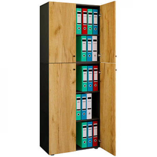 VCM my office Aktenschrank XXL Lona, 919599 anthrazit, honig-eiche 4 Fachböden 70,0 x 39,0 x 183,0 cm