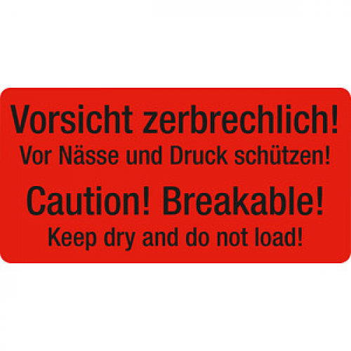 250 EICHNER Warnetiketten rot »Vorsicht zerbrechlich! Vor Nässe und Druck schützen!« 100,0 x 50,0 mm