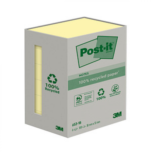 Post-it® Recycling Notes Haftnotizen 6531B gelb 6 Blöcke