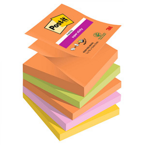 Post-it® Z-Notes Boost Haftnotizen extrastark farbsortiert, 5 Blöcke