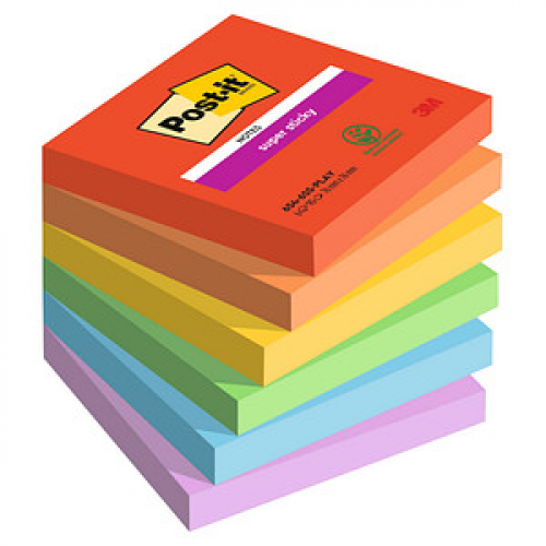 Post-it® Playful Haftnotizen extrastark farbsortiert, 6 Blöcke