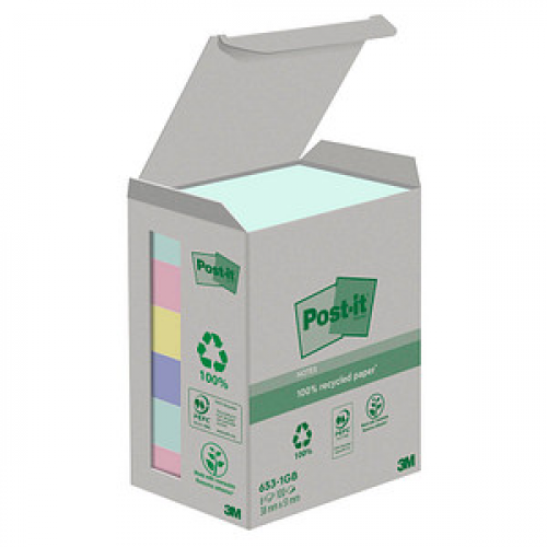 Post-it® Recycling Notes Rainbow Haftnotizen farbsortiert, 6 Blöcke