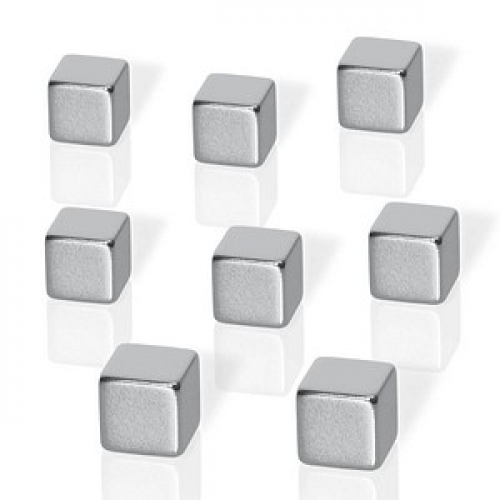 Be!Board® Magnete silber, Metall 1,0 x 1,0 x 1,0 cm, 8 St.