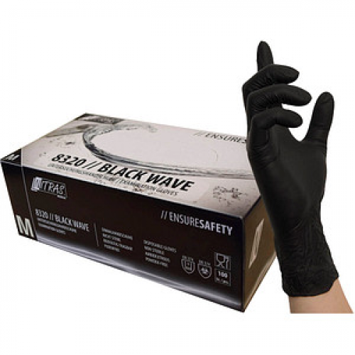 NITRAS® unisex Einmalhandschuhe BLACK WAVE schwarz Größe M 100 St.