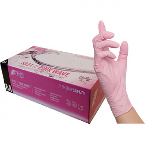 NITRAS® unisex Einmalhandschuhe PINK WAVE rosa Größe M 100 St.