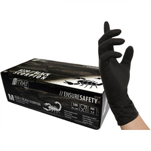 NITRAS® unisex Einmalhandschuhe BLACK SCORPION schwarz Größe M 100 St.