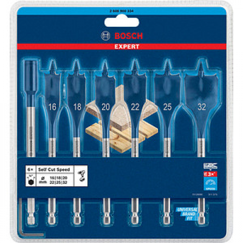 BOSCH EXPERT Self Cut Speed Flachfräsbohrer-Set, 7-teilig