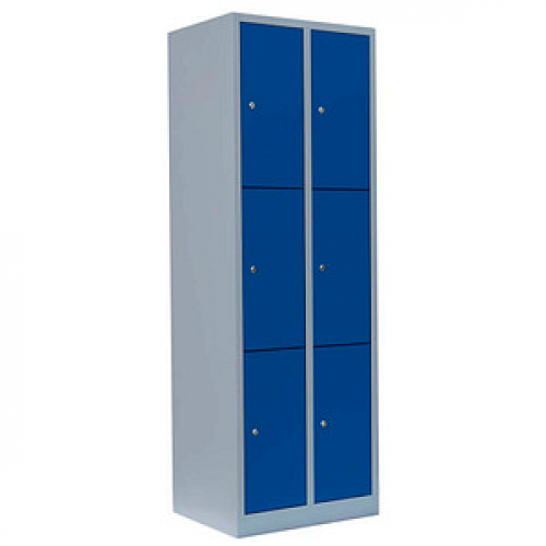 LÜLLMANN Schließfachschrank enzianblau, lichtgrau 520321, 6 Schließfächer 60,0 x 50,0 x 180,0 cm