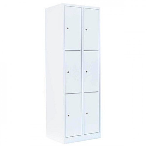 LÜLLMANN Schließfachschrank signalweiß 520327, 6 Schließfächer 60,0 x 50,0 x 180,0 cm